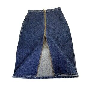 Vintage Y2K Women's Size 13 Maxi Indigo Blue Denim Skirt Full Length Zipper USA